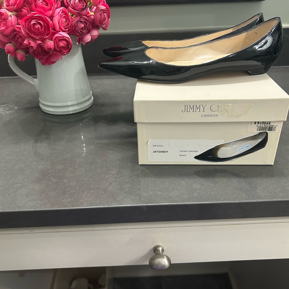 Jimmy Choo Black Patent Leather Flats - Picture 2 of 4
